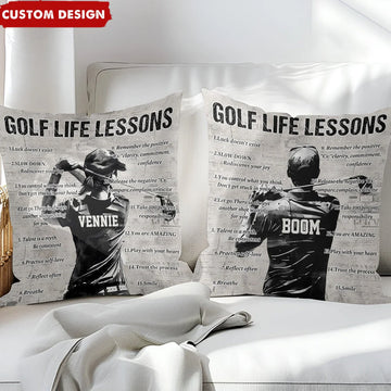 Golf Life Lessons Pillow, Golf Decor, Sports Themed Bedroom Decor