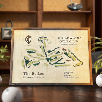 Custom Golf Course Map, Golf Wood Sign, Golf Art, Gift For Golfer