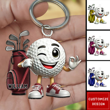 Golf Ball Keychain, Personalized Gift For Golf Lover, Golf Accessories