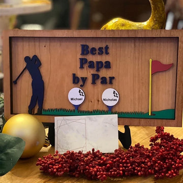 Best Papa By Par 2 Layered Custom Wood Sign, Christmas Golf Gift, Gifts For Dad And Grandpa