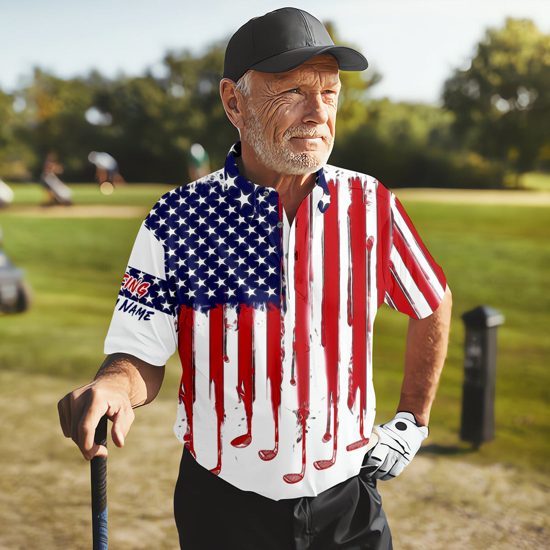American Flag Custom Golf Polo Shirt, Funny Golf Shirt, 4th Of July Golf Shirt, America 250 Anniversary Shirt