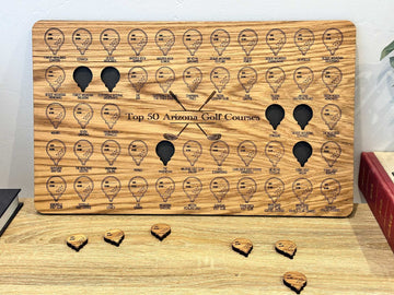 Top 50 Arizona Golf Courses Tracker, Wooden Golf Display Board Golfer, Gift For Golfer