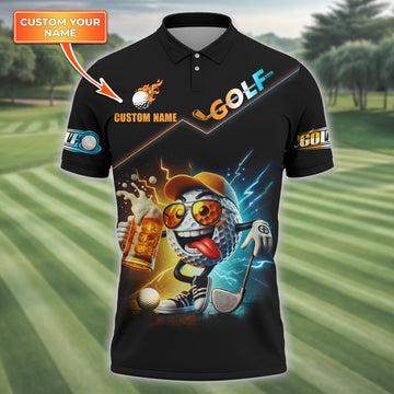Custom Men's Golf Polo Shirt, Golfing Apparel, Funny Beer Golf Shirt, Gift For Golfers