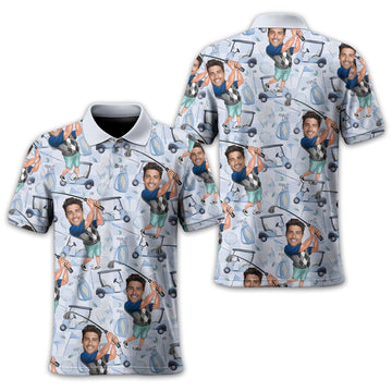 Custom Face Golf Polo Shirt, Gift For Golfers, Golf Gift For Men