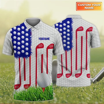 Golf - Personalized Name 3D Polo Shirt For Golfers