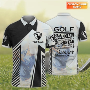 Golf Saved Me From Being Men's Golf Polo Shirt, Golfing Apparel, Mens Golf Gift, Funny Golf Shirt