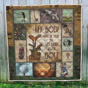 Golf Themed Quilt Blanket, Gift For Golfers, Golf Gift Ideas