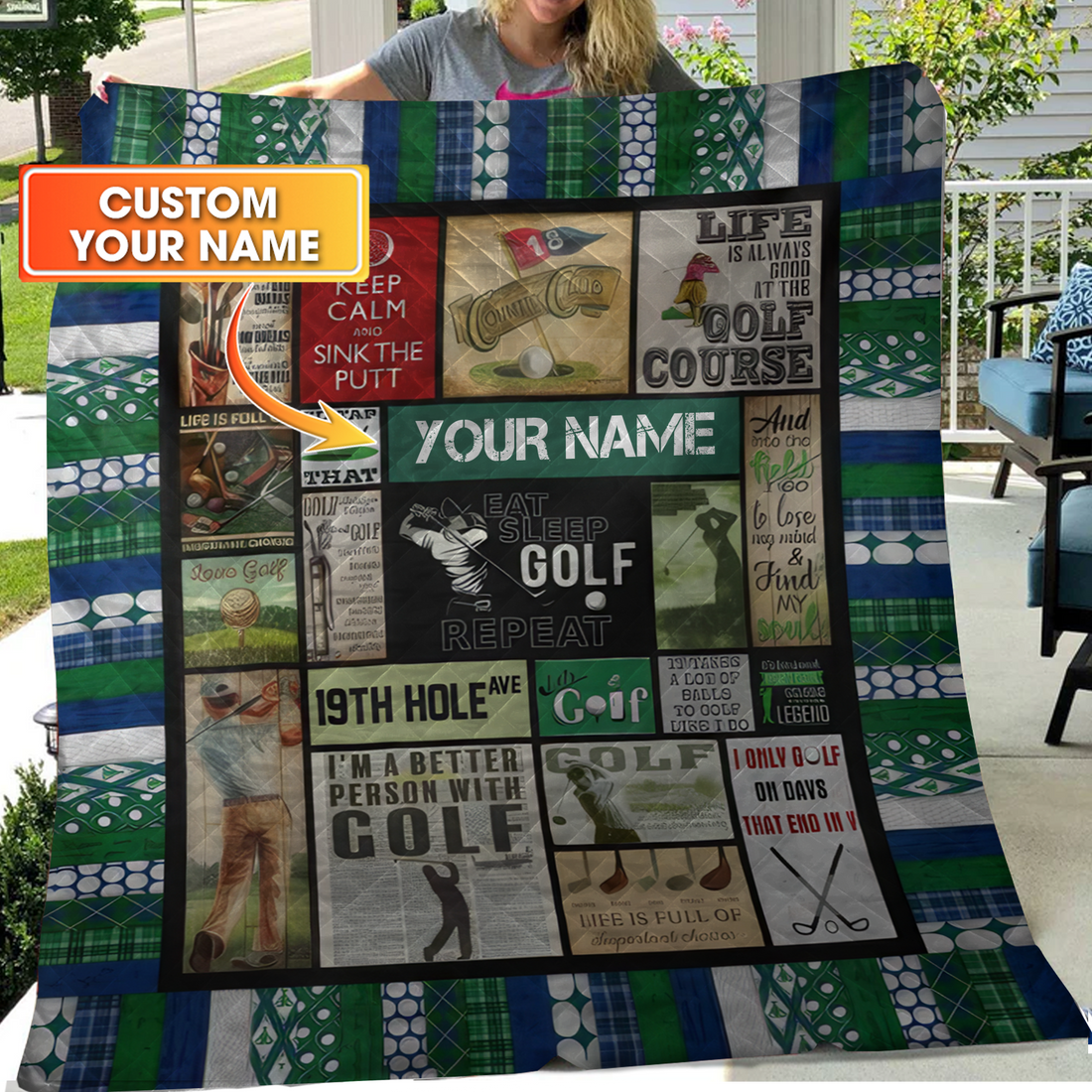 19th Hole Woven Blanket, Gift For Golfers, Golf Gift Ideas