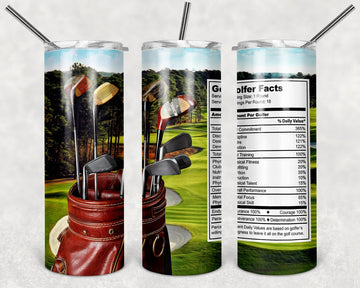 Golf Club Skinny Tumbler, Gift For Golfer, Stainless Steel Travel Mug