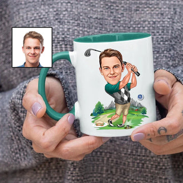 Customize Photo Golfer Accent Mug, Golf Mug, Gift For Golfers