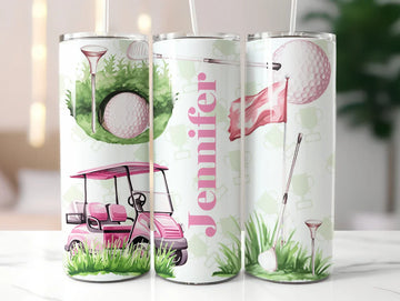 Custom Name 20oz Skinny Tumbler, Golf Gifts For Women, Women's Stainless Steel Travel Mug