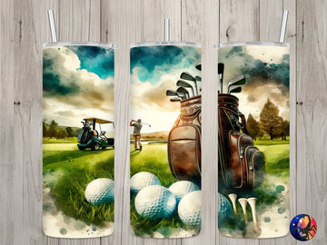 Golf Club 20oz Skinny Tumbler, Gift For Golfers, Stainless Steel Travel Mug