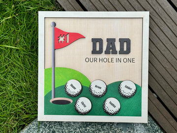 Our Hole In One Custom 2 Layered Wood Sign, Gifts For Dad, Christmas Golf Gift