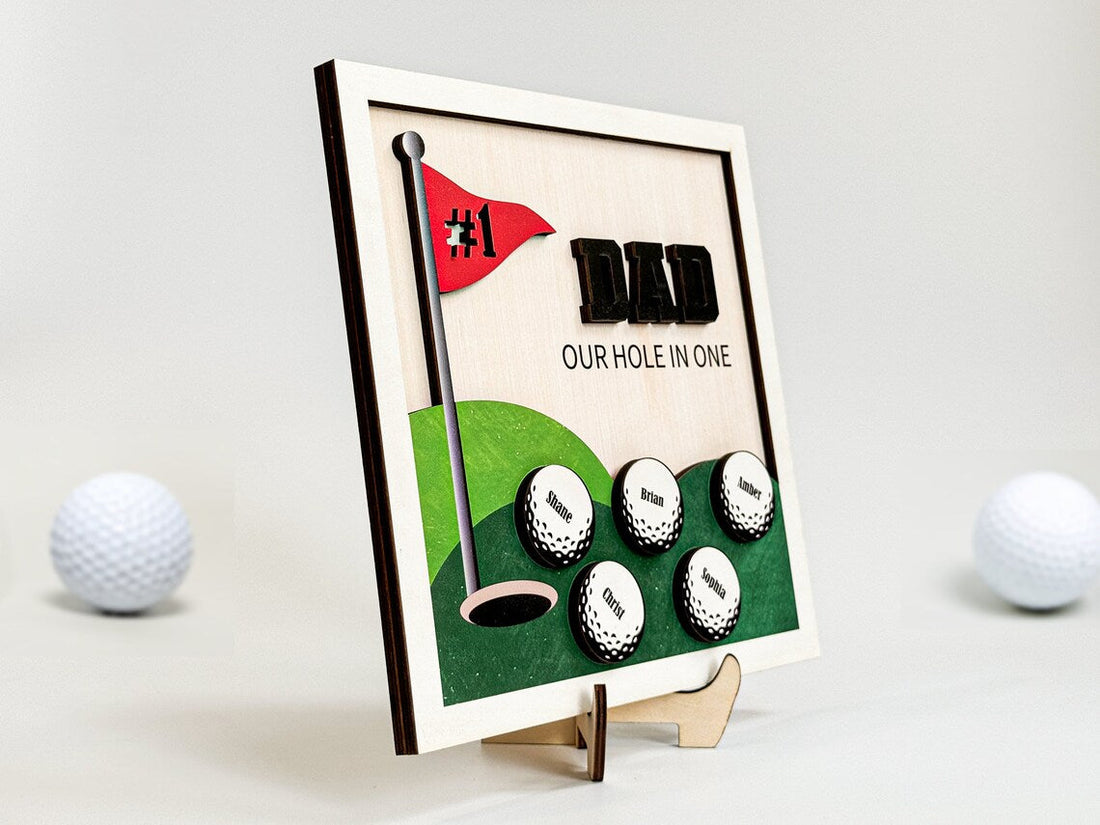 Our Hole In One Custom 2 Layered Wood Sign, Gifts For Dad, Christmas Golf Gift