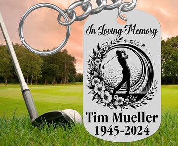 In Loving Memory Golf Keychain, Custom Metal Keyring, Sympathy Gift, Memorial Keychain
