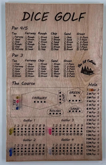 Dice Golf Wood Tracker, Golf Bucket List, Gift For Golfers