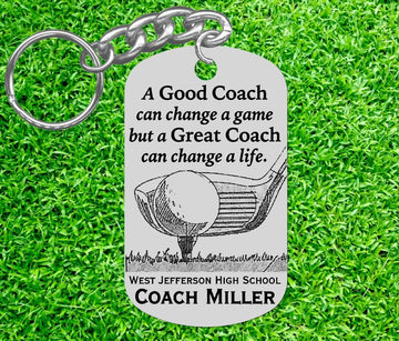 Coach Golf Keychain, Custom Metal Keyring, Gift For Coach, Coach Appreciation Gifts