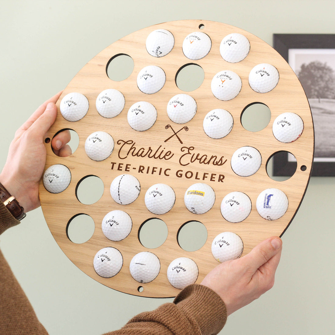 Personalized Wooden Golf Ball Collector Wall Art, Golf Ball Display, Golfer Gift