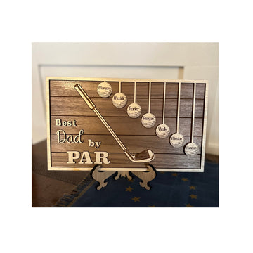 Best Dad By Par 2 Layered Custom Wood Sign, Christmas Golf Gift, Gifts For Dad And Grandpa