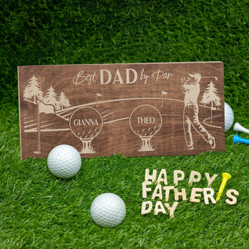 Personalized Best Dad By Par Wood Sign,  Gifts For Dad, Christmas Golf Gift