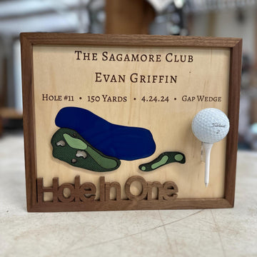Personalized Hole In One Golf Wood Sign, Golf Course Map Art, Christmas Golf Gift