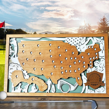 Handcrafted Custom Wood Golf Course Map, Golf Wall Art, Golf Wood Sign, Gifts For Golf Lovers