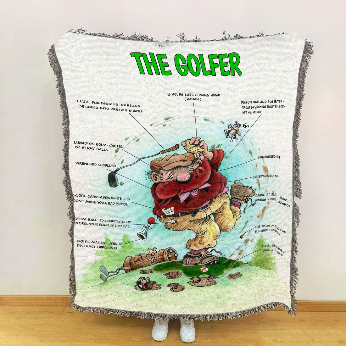 The Golfer Sherpa Blanket, Golf Blanket, Gift For Golfers, Golf Gift Ideas