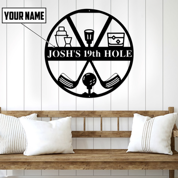 Custom Name 19 Hole Golf Metal Sign, Metal Name Sign, Metal Wall Decor