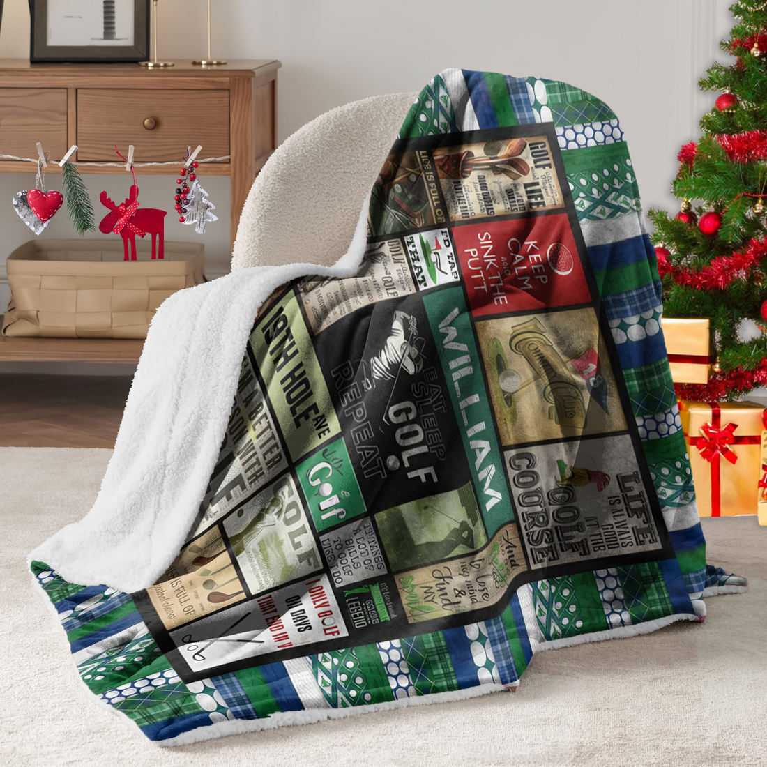 19th Hole Fleece Blanket, Gift For Golfers, Golf Gift Ideas