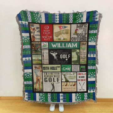 19th Hole Woven Blanket, Gift For Golfers, Golf Gift Ideas